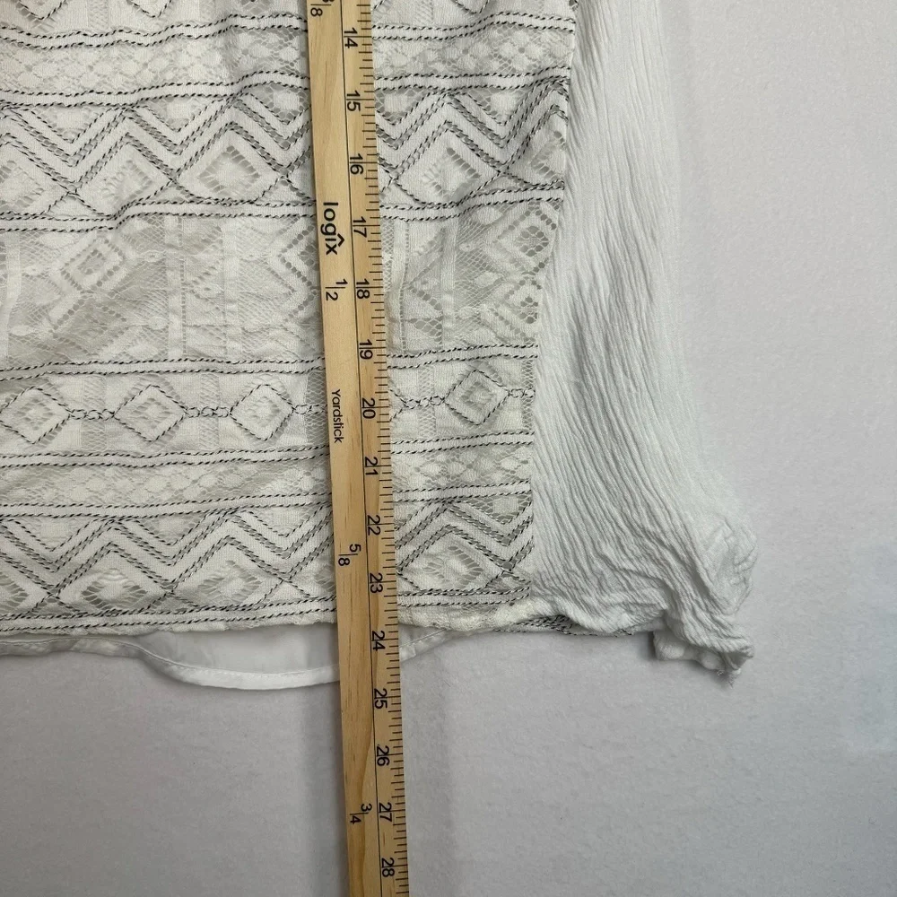 Ethereal Sleeveless High Neck Top Womens Size Medium Layered Lace Tie Back White